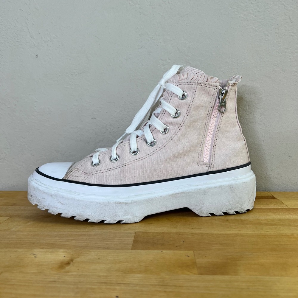 Converse Sneakers Chuck Taylor All Star Lugged Ruffle Women Size 8 Pink Canvas